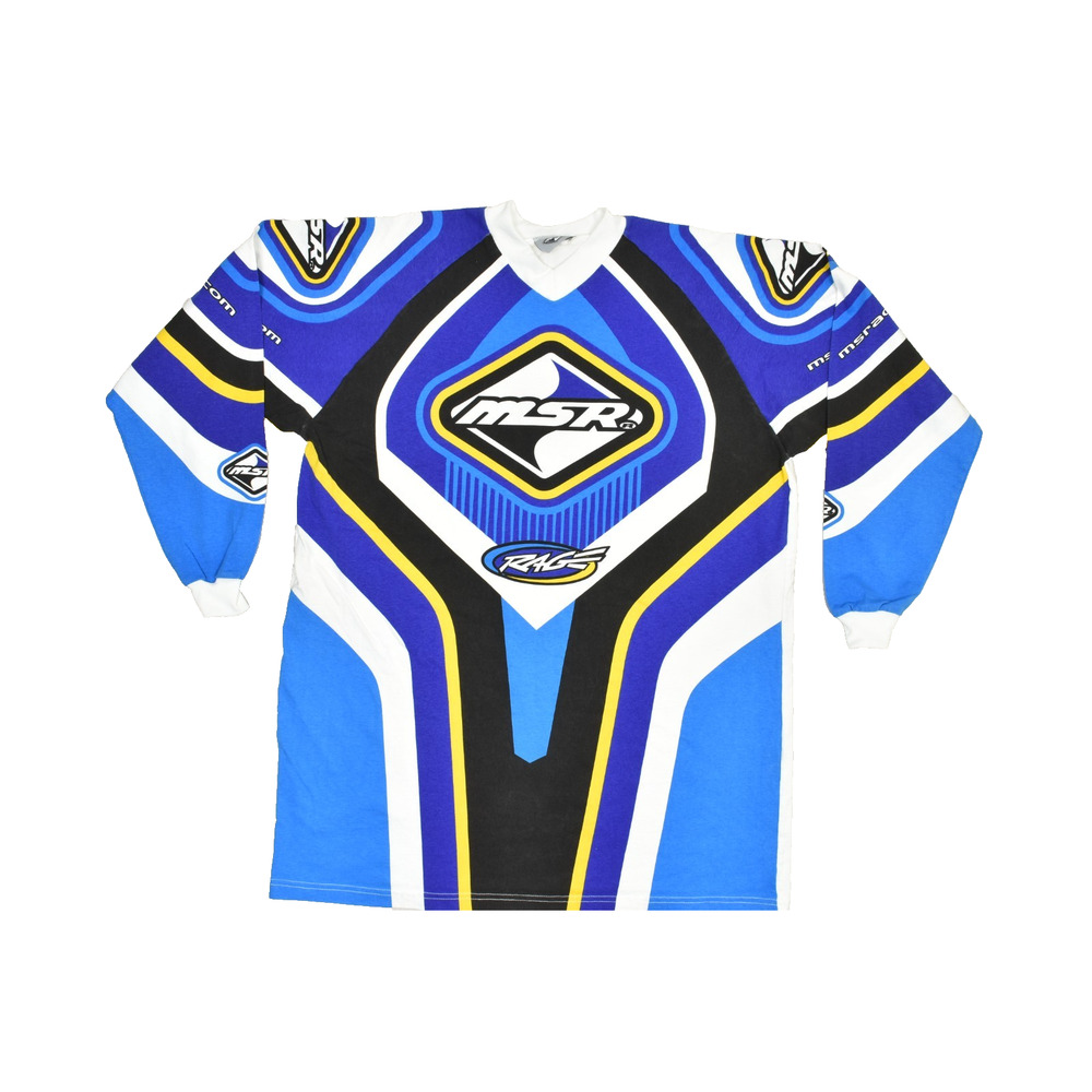 Vintage MSR Racing Rage Motocross Jersey Blue White XL Made in USA 100% Cotton